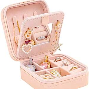 Travel Jewelry Organizer Case with Mirror-Portable Storage Box