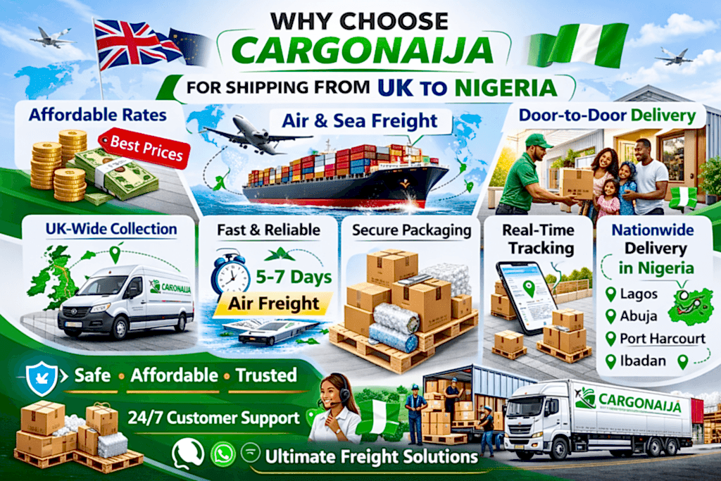 shipping from UK to Nigeria air freight sea cargo door to door delivery Cargonaija logistics
