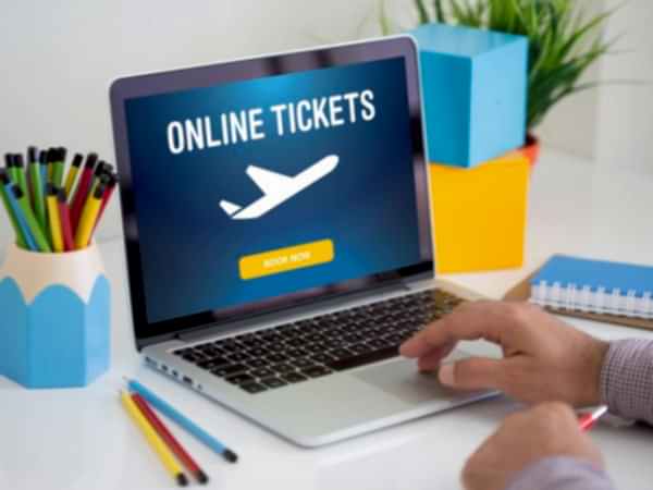 Buying airline tickets on computer Buying airline tickets on computer